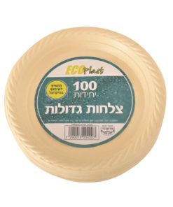 צלחות גדולות קרם 100 יח' למיקרוגל 12 ח' בקרטון